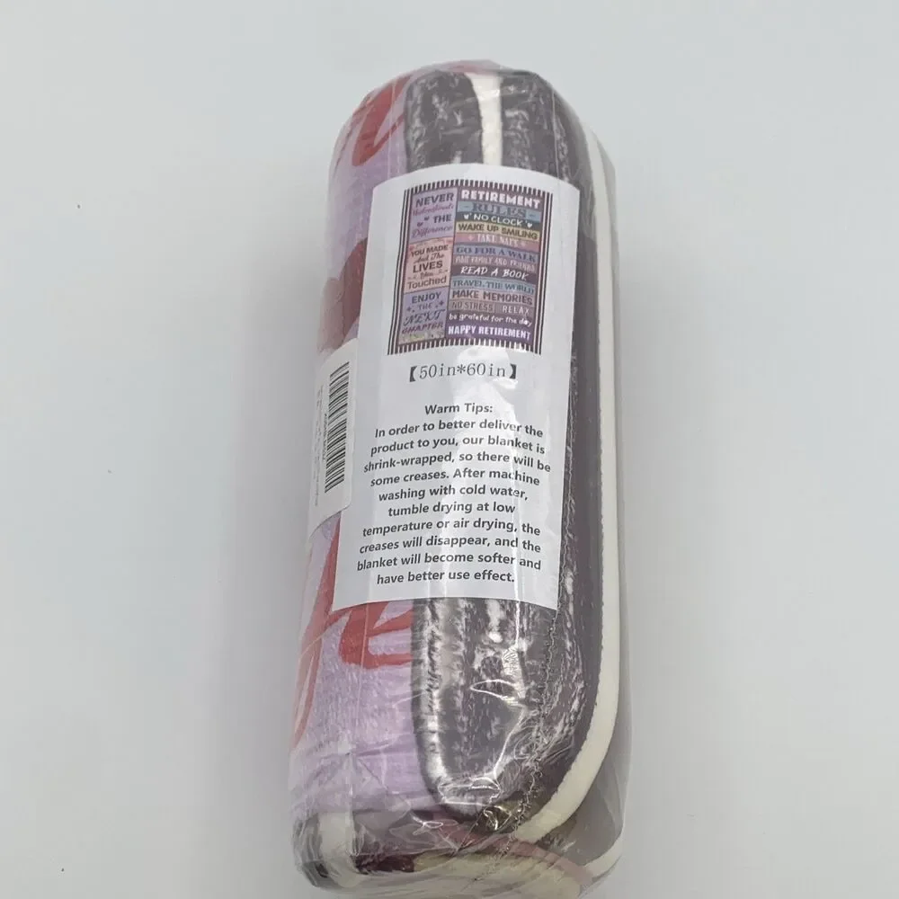 Retirement Rules Happy Retirement Throw Blanket 50 x 60 Purple Red Hearts